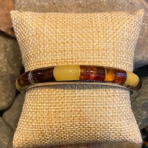 Jay King Amber and Butterscotch Amber Beacelet Sterling Silver clasp HSN box